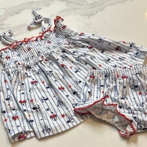 Minnie Mouse Dress Blue and White with Ruffle Bottom Shorts by Disney Baby